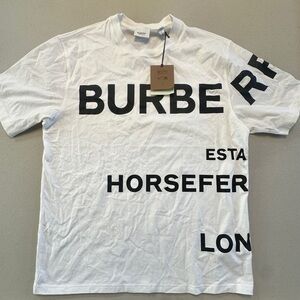 Burberry White and Black Logo T-Shirt